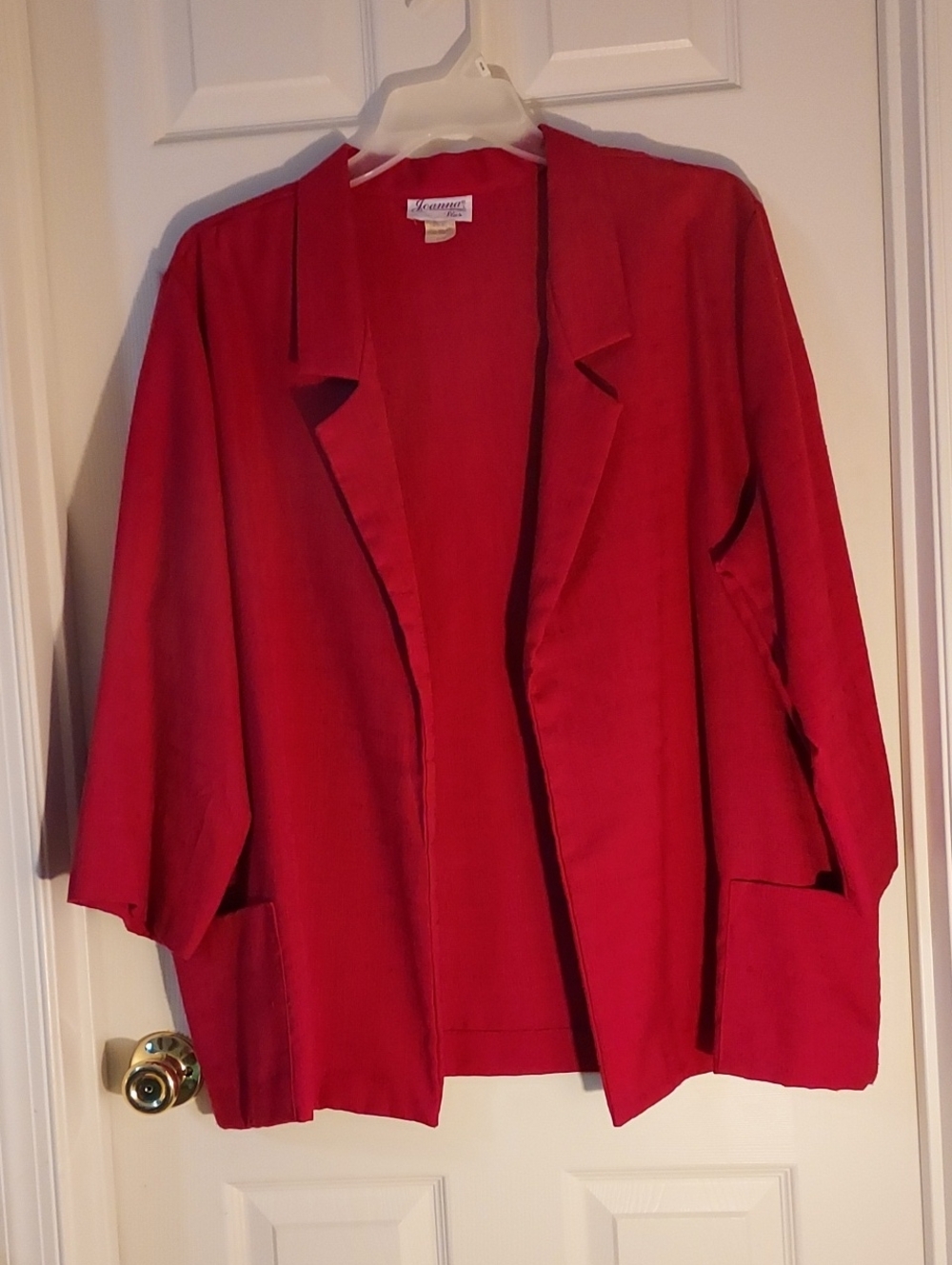 Red Open-Front Blazer Jacket Size 24W.  Washable